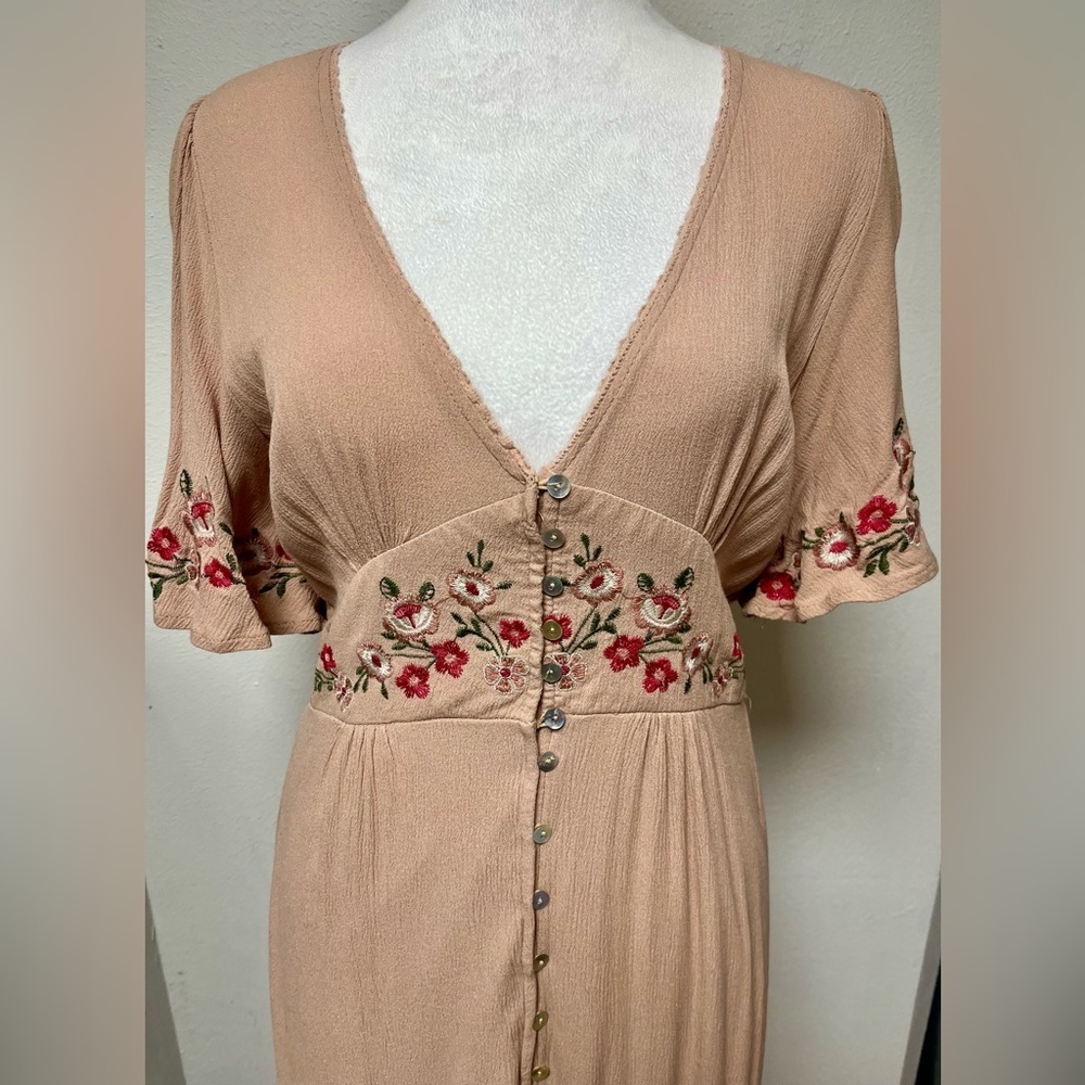 Blu Pepper Blush Peach Maxi Dress with Floral Embroidery - Picture 5 of 5